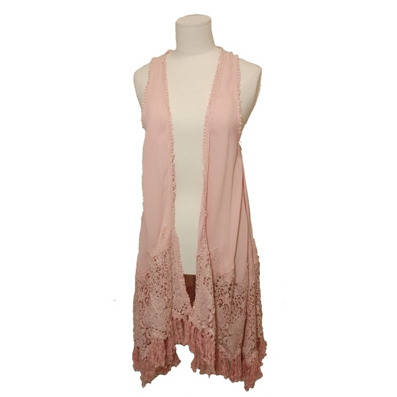 3 Chixs and a Glamper Jackets & Blazers - Blush toned Festival Bohemian cover up vest